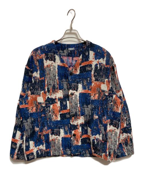 JOURNAL STANDARD relume（ジャーナルスタンダード レリューム）JOURNAL STANDARD relume (ジャーナルスタンダード レリューム) ゴブラン風 カーディガンジャケット ネイビー×オレンジ サイズ:Mの古着・服飾アイテム