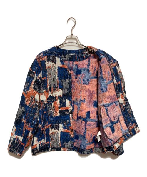 JOURNAL STANDARD relume（ジャーナルスタンダード レリューム）JOURNAL STANDARD relume (ジャーナルスタンダード レリューム) ゴブラン風 カーディガンジャケット ネイビー×オレンジ サイズ:Mの古着・服飾アイテム