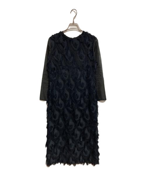 green label relaxing（グリーンレーベルリラクシング）green label relaxing (グリーンレーベルリラクシング) フリンジジャカードソデシアー ワンピース ネイビー サイズ:下記参照の古着・服飾アイテム