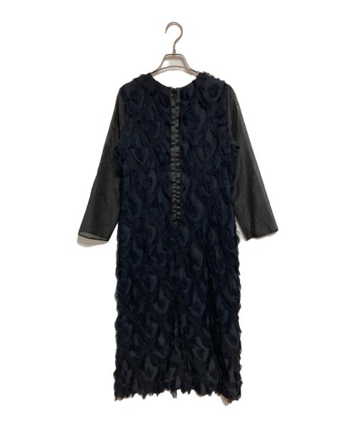 green label relaxing（グリーンレーベルリラクシング）green label relaxing (グリーンレーベルリラクシング) フリンジジャカードソデシアー ワンピース ネイビー サイズ:下記参照の古着・服飾アイテム