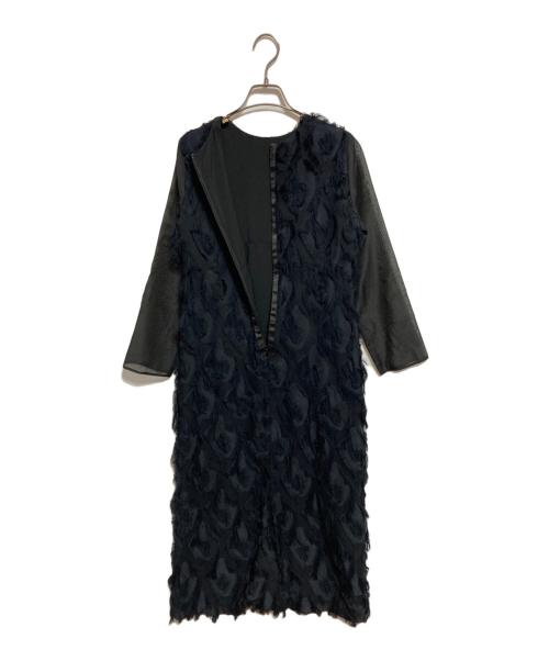 green label relaxing（グリーンレーベルリラクシング）green label relaxing (グリーンレーベルリラクシング) フリンジジャカードソデシアー ワンピース ネイビー サイズ:下記参照の古着・服飾アイテム