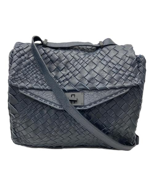 FALORNI（ファロルニ）FALORNI (ファロルニ) イントレチャートショルダーバッグ ネイビーの古着・服飾アイテム