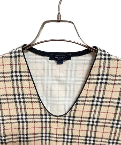 BURBERRY LONDON（バーバリーロンドン）BURBERRY LONDON (バーバリーロンドン) ホース刺繍チェックTシャツ ベージュ サイズ:1の古着・服飾アイテム