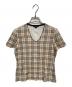 BURBERRY LONDON（バーバリーロンドン）の古着「ホース刺繍チェックTシャツ」｜ベージュ