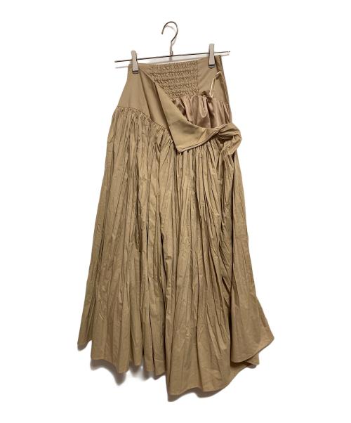 anuans（アニュアンス）anuans (アニュアンス) ワッシャープリーツコルセットスカート ベージュ サイズ:Sの古着・服飾アイテム