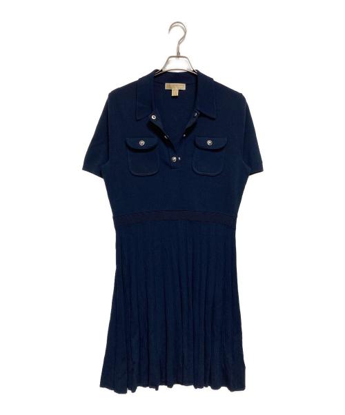 MICHAEL KORS（マイケル・コース）MICHAEL KORS (マイケルコース) ニット半袖ワンピース ネイビー サイズ:XLの古着・服飾アイテム