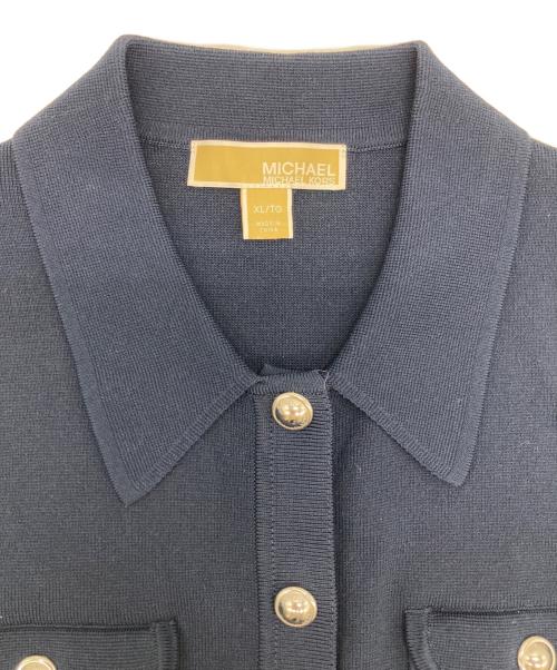 MICHAEL KORS（マイケル・コース）MICHAEL KORS (マイケルコース) ニット半袖ワンピース ネイビー サイズ:XLの古着・服飾アイテム