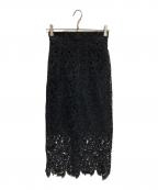 anuansアニュアンス）の古着「スカラレースストレートスカート」｜ブラック