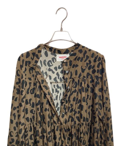 manana suerte（マニャーナスエルテ）manana suerte (マニャーナスエルテ) レオパード柄ティアードワンピース カーキ サイズ:FREEの古着・服飾アイテム