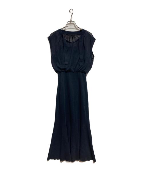 CELFORD（セルフォード）CELFORD (セルフォード) シアーコンビボウタイニットワンピース ネイビー サイズ:38 未使用品の古着・服飾アイテム