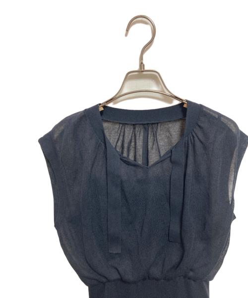 CELFORD（セルフォード）CELFORD (セルフォード) シアーコンビボウタイニットワンピース ネイビー サイズ:38 未使用品の古着・服飾アイテム