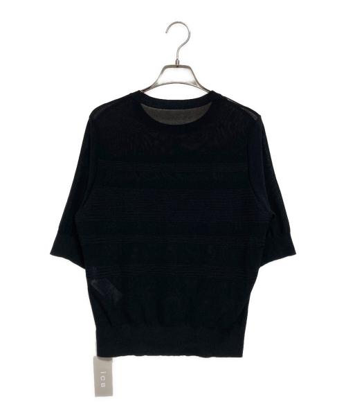 icB（アイシービー）icB (アイシービー) レースパターン ニット ブラック サイズ:S(9)の古着・服飾アイテム