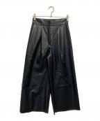 BALLSEYボールジィ）の古着「レザーライククロス ワイドクロップドパンツ」｜ブラック