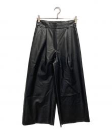 BALLSEY（ボールジィ）の古着「レザーライククロス ワイドクロップドパンツ」｜ブラック