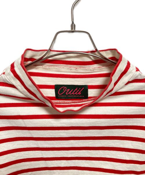 OUTIL（ウティ）OUTIL (ウティ) ハイネックボーダーカットソー アイボリー×レッド サイズ:3の古着・服飾アイテム
