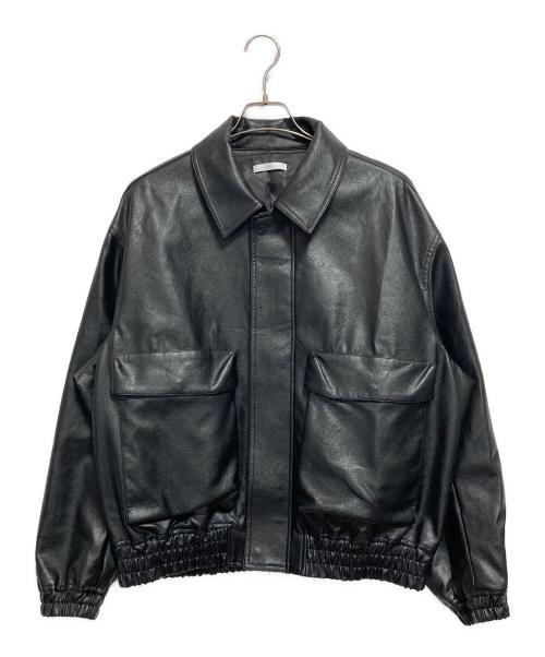 WYM LIDNM（ウィム バイ リドム）WYM LIDNM (ウィム バイ リドム) ARTIFICIAL GRAIN SHORT BLOUSON ブラック サイズ:Mの古着・服飾アイテム