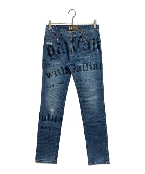 JOHN GALLIANO（ジョンガリアーノ）JOHN GALLIANO (ジョンガリアーノ) プリントデニムパンツ インディゴ サイズ:30の古着・服飾アイテム