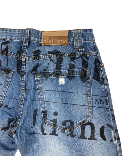 JOHN GALLIANO（ジョンガリアーノ）JOHN GALLIANO (ジョンガリアーノ) プリントデニムパンツ インディゴ サイズ:30の古着・服飾アイテム