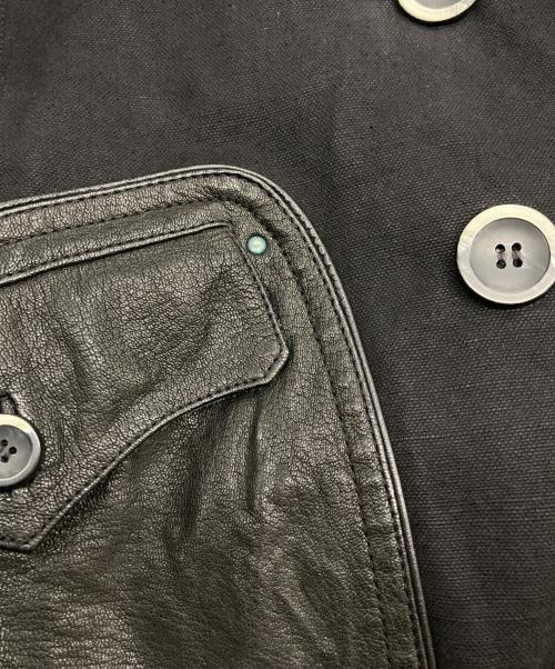 Lab. PAL ZILERI（パルジレリ）Lab. PAL ZILERI (パルジレリ) レザー切替ダブルジャケット ブラック サイズ:52の古着・服飾アイテム