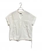 JOURNAL STANDARDジャーナルスタンダード）の古着「ハードマンズリネンコットンフレンチスリーブスキッパーシャツ」｜ホワイト