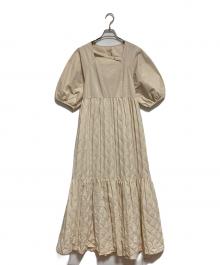 RAY BEAMS（レイ ビームス）の古着「フクレ ジャカード キリカエ ワンピース」｜アイボリー