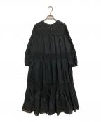 Spick and Spanスピック＆スパン）の古着「HYUレースギャザーワンピース」｜ブラック