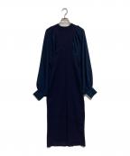 anuansアニュアンス）の古着「バルーンスリーブニットドッキングワンピース」｜ネイビー