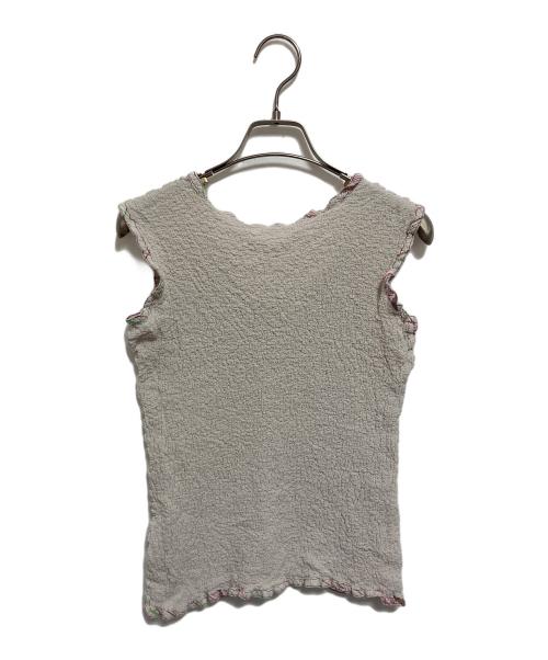 me ISSEY MIYAKE（ミーイッセイ ミヤケ）me ISSEY MIYAKE (ミーイッセイ ミヤケ) ノースリーブカットソー ピンク×グリーン サイズ:なしの古着・服飾アイテム