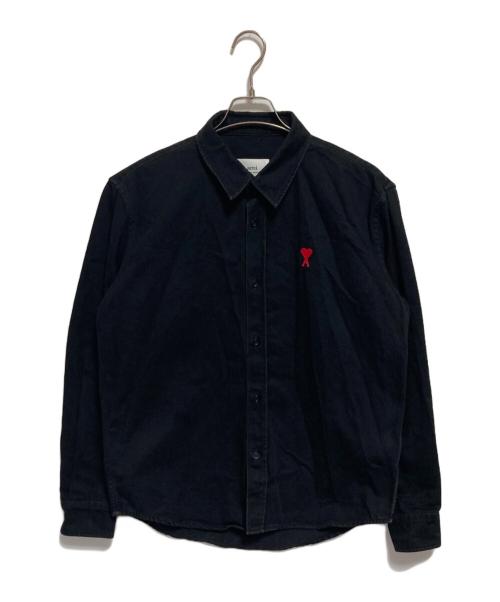 ami（アミ）ami (アミ) ロゴ刺繍デニムシャツ ブラック サイズ:38の古着・服飾アイテム