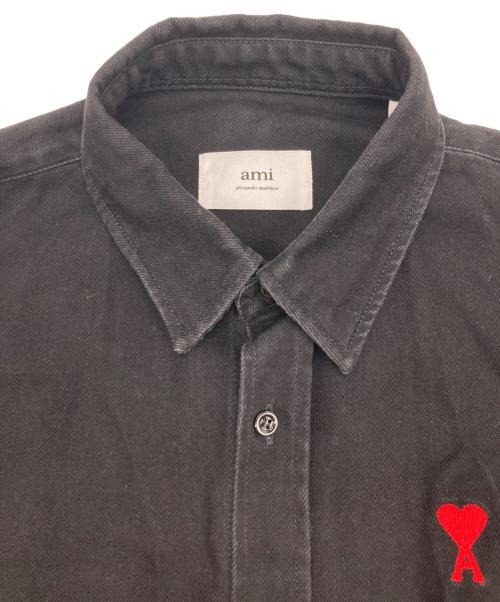 ami（アミ）ami (アミ) ロゴ刺繍デニムシャツ ブラック サイズ:38の古着・服飾アイテム