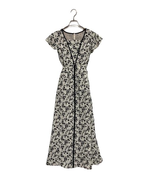12 Twelve Agenda（トゥエルブアジェンダ）12 Twelve Agenda (トゥエルブアジェンダ) モノトーン小花柄ロングワンピース ホワイト×ブラック サイズ:Ｍの古着・服飾アイテム