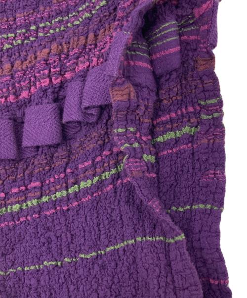 me ISSEY MIYAKE（ミーイッセイ ミヤケ）me ISSEY MIYAKE (ミーイッセイ ミヤケ) ボーダーノースリーブブラウス パープル サイズ:-の古着・服飾アイテム