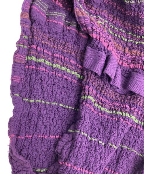 me ISSEY MIYAKE（ミーイッセイ ミヤケ）me ISSEY MIYAKE (ミーイッセイ ミヤケ) ボーダーノースリーブブラウス パープル サイズ:-の古着・服飾アイテム