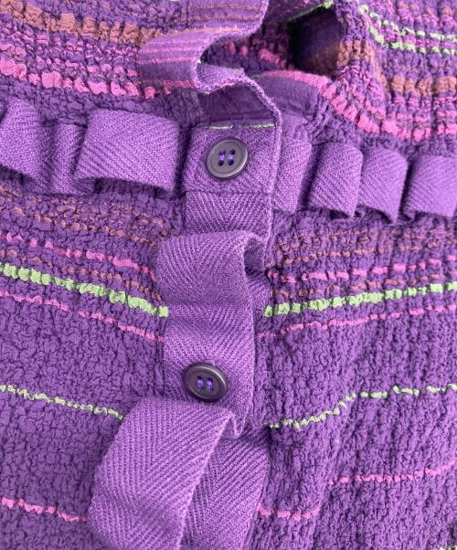 me ISSEY MIYAKE（ミーイッセイ ミヤケ）me ISSEY MIYAKE (ミーイッセイ ミヤケ) ボーダーノースリーブブラウス パープル サイズ:-の古着・服飾アイテム