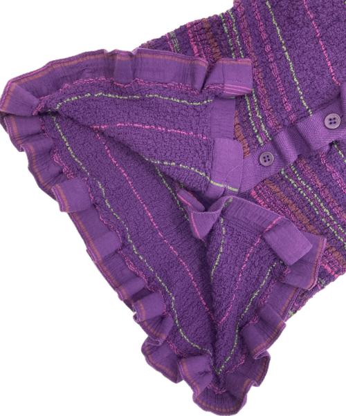 me ISSEY MIYAKE（ミーイッセイ ミヤケ）me ISSEY MIYAKE (ミーイッセイ ミヤケ) ボーダーノースリーブブラウス パープル サイズ:-の古着・服飾アイテム