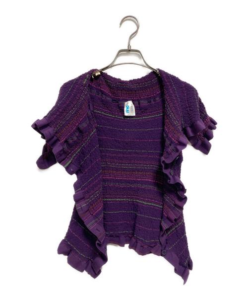 me ISSEY MIYAKE（ミーイッセイ ミヤケ）me ISSEY MIYAKE (ミーイッセイ ミヤケ) ボーダーノースリーブブラウス パープル サイズ:-の古着・服飾アイテム
