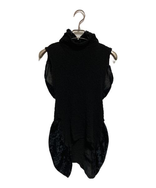 me ISSEY MIYAKE（ミーイッセイ ミヤケ）me ISSEY MIYAKE (ミーイッセイ ミヤケ) カリフラワーベロアベルベット切替カットソー ブラック サイズ:-の古着・服飾アイテム