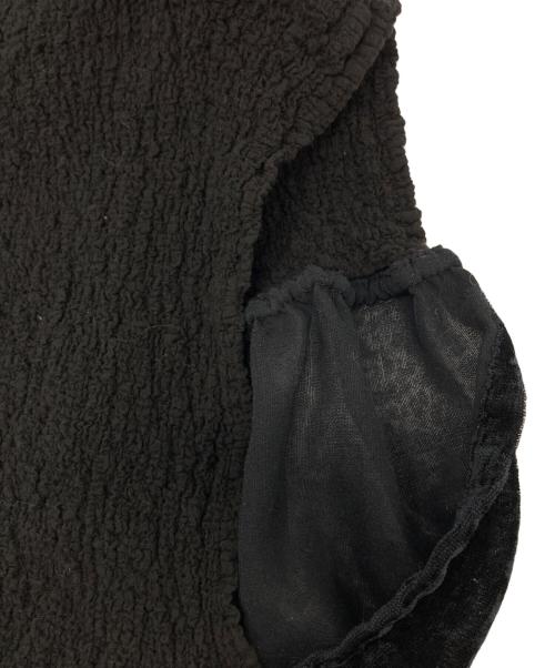 me ISSEY MIYAKE（ミーイッセイ ミヤケ）me ISSEY MIYAKE (ミーイッセイ ミヤケ) カリフラワーベロアベルベット切替カットソー ブラック サイズ:-の古着・服飾アイテム