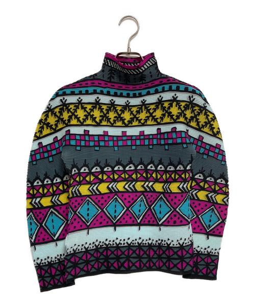 me ISSEY MIYAKE（ミーイッセイ ミヤケ）me ISSEY MIYAKE (ミーイッセイ ミヤケ) ハイネックプリーツブラウス マルチカラー サイズ:-の古着・服飾アイテム