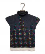 me ISSEY MIYAKEミーイッセイ ミヤケ）の古着「ハイネックプリーツノースリーブブラウス」｜グレー