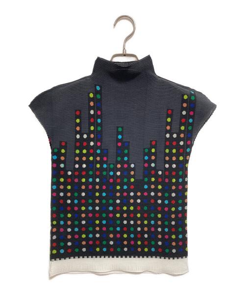 me ISSEY MIYAKE（ミーイッセイ ミヤケ）me ISSEY MIYAKE (ミーイッセイ ミヤケ) ハイネックプリーツノースリーブブラウス グレー サイズ:-の古着・服飾アイテム