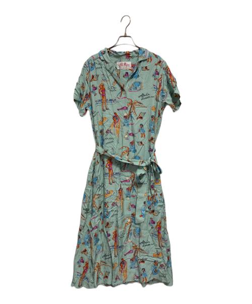 Aloha Blossom（アロハブロッサム）Aloha Blossom (アロハブロッサム) RYUKYU SOUVENIR DRESS ブルー サイズ:3の古着・服飾アイテム