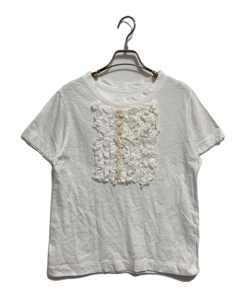 45R（フォーティファイブ・アール）45r (フォーティファイブ・アール) ヒッコリーフリルｔシャツ ホワイト サイズ:2の古着・服飾アイテム