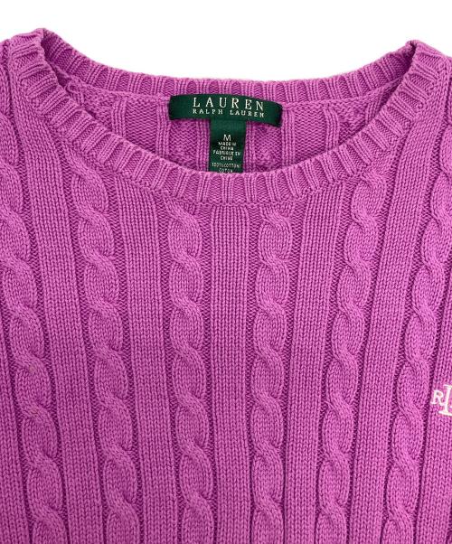 LAUREN RALPH LAUREN（ローレンラルフローレン）LAUREN RALPH LAUREN (ローレンラルフローレン) ケーブルニット ピンク サイズ:Mの古着・服飾アイテム