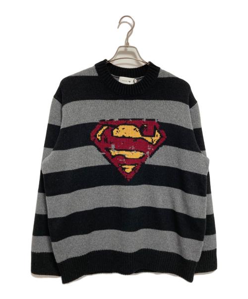 COACH（コーチ）COACH (コーチ) DC SUPERMAN オーバーサイズド セーター ブラック×グレー サイズ:Sの古着・服飾アイテム