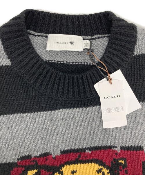 COACH（コーチ）COACH (コーチ) DC SUPERMAN オーバーサイズド セーター ブラック×グレー サイズ:Sの古着・服飾アイテム