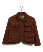 Harris Tweed×pantanalハリスツイード×）の古着「ウールフィッシングジャケット」｜ブラウン×レッド