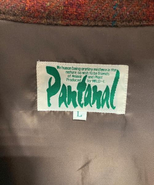 Harris Tweed（ハリスツイード）Harris Tweed (ハリスツイード) pantanal ウールフィッシングジャケット ブラウン×レッド サイズ:Lの古着・服飾アイテム