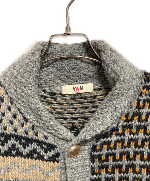 VAN（ヴァン）VAN (ヴァン) カウチンニットカーディガン グレー サイズ:Mの古着・服飾アイテム