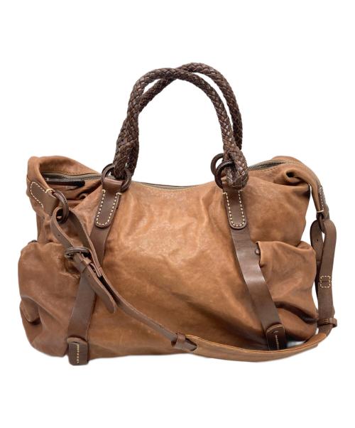 genten（ゲンテン）genten (ゲンテン) 2WAYレザーボストンバッグ ブラウンの古着・服飾アイテム